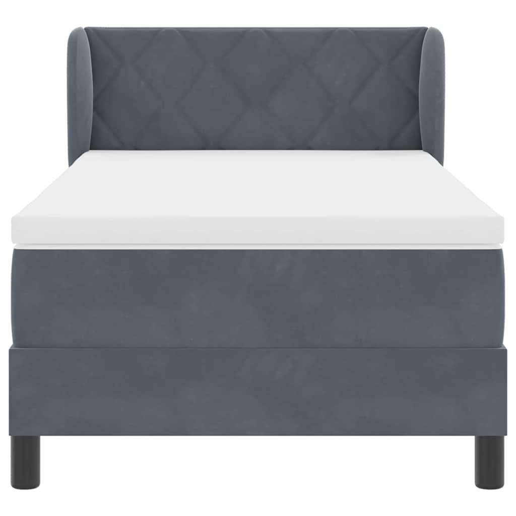 Box Spring-seng Med Madras Mørkegrå 80x200 Cm Fløjl Mørkegrå - Billede 8