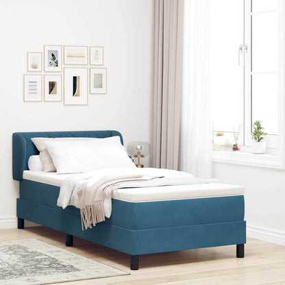 Box Spring-seng Med Madras Mørkegrå 80x200 Cm Fløjl Mørkeblå - Hovedbillede