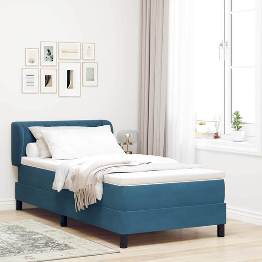 Box Spring-seng Med Madras Mørkegrå 80x200 Cm Fløjl Mørkeblå - Hovedbillede