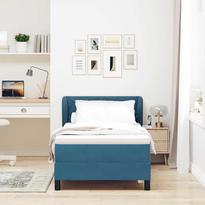 Box Spring-seng Med Madras Mørkegrå 80x200 Cm Fløjl Mørkeblå - Billede 3
