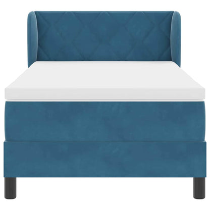 Box Spring-seng Med Madras Mørkegrå 80x200 Cm Fløjl Mørkeblå - Billede 6