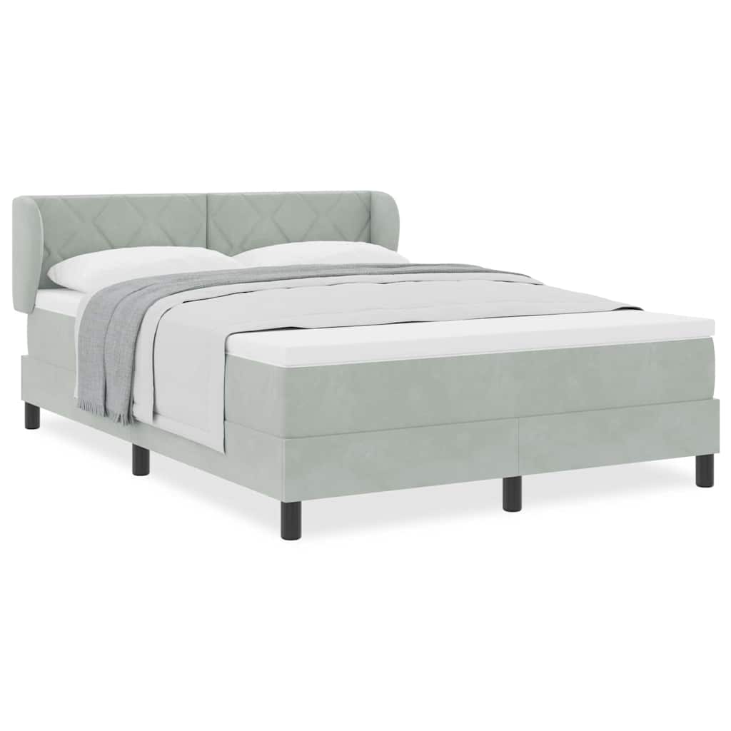 Box Spring-seng Med Madras Mørkegrå 80x200 Cm Fløjl Lysegrå - Billede 4