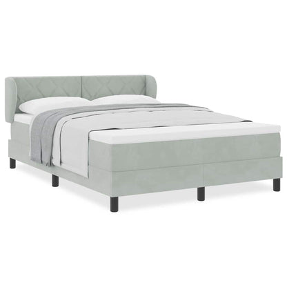 Box Spring-seng Med Madras Mørkegrå 80x200 Cm Fløjl Lysegrå - Billede 4