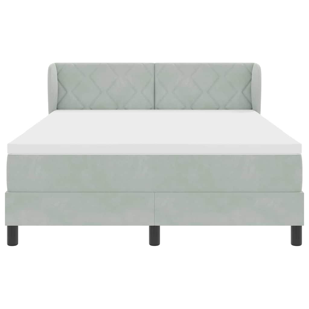Box Spring-seng Med Madras Mørkegrå 80x200 Cm Fløjl Lysegrå - Billede 8