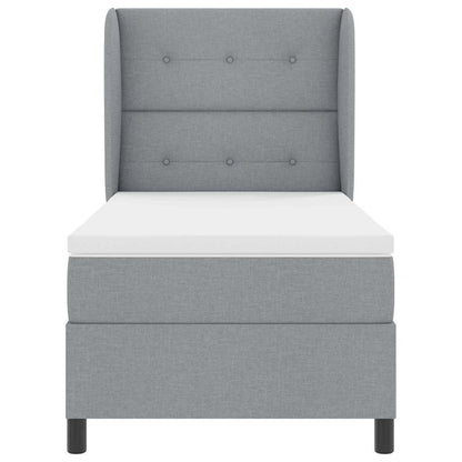 Box Spring Seng Med Madras Lysegrå 100 X 200 Cm Stof - Billede 8