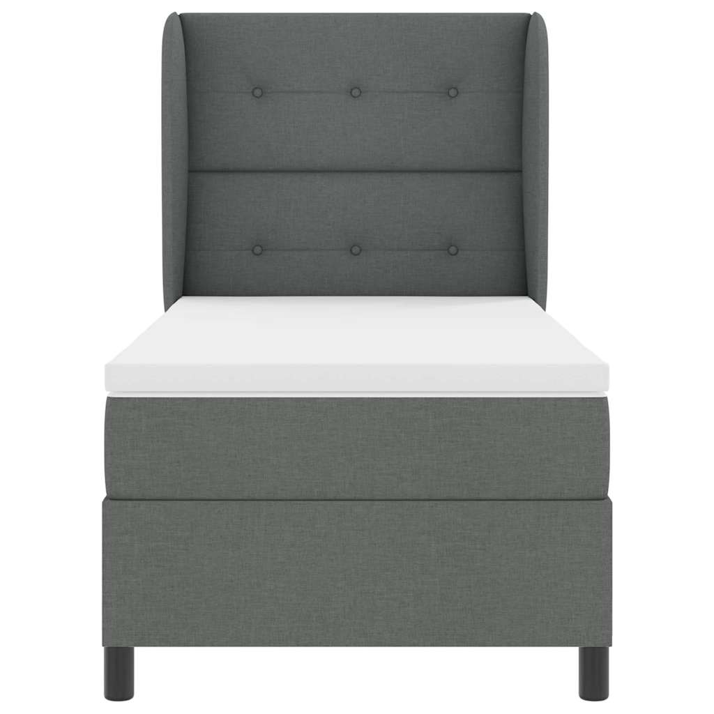 Box Spring Seng Med Madras Mørkegrå 100 X 200 Cm Stof - Billede 8