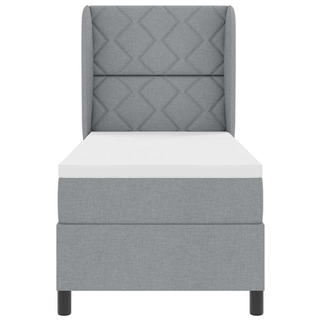 Box Spring Seng Med Madras Lysegrå 80 X 200 Cm Stof - Billede 8