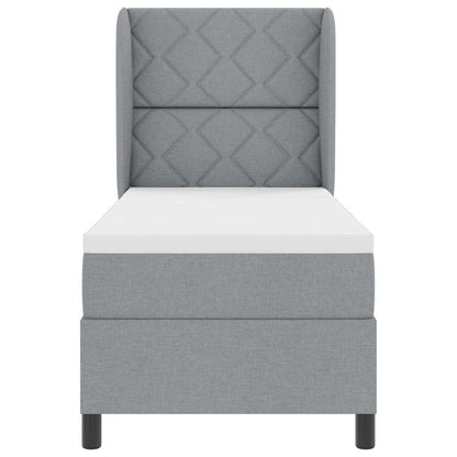 Box Spring Seng Med Madras Lysegrå 80 X 200 Cm Stof - Billede 8