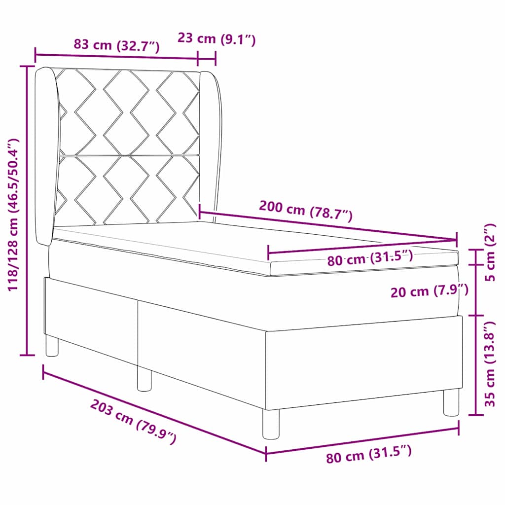 Box Spring Seng Med Hovedgærde Stof - Billede 12