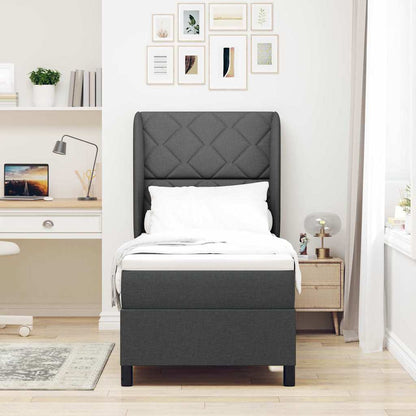 Box Spring Seng Med Madras Mørkegrå 80 X 200 Cm Stof - Billede 5