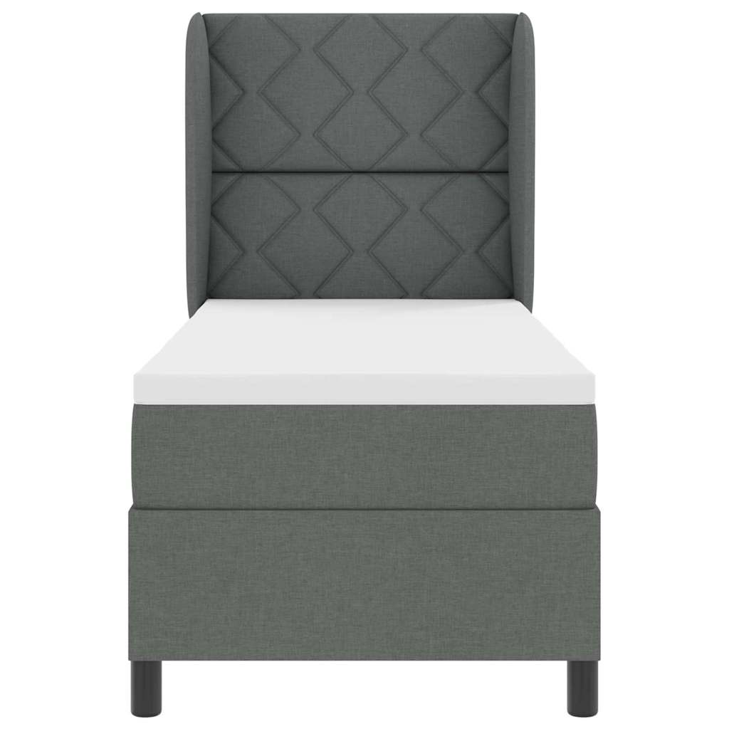 Box Spring Seng Med Madras Mørkegrå 80 X 200 Cm Stof - Billede 8