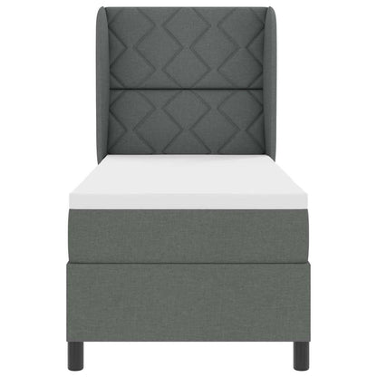 Box Spring Seng Med Madras Mørkegrå 80 X 200 Cm Stof - Billede 8