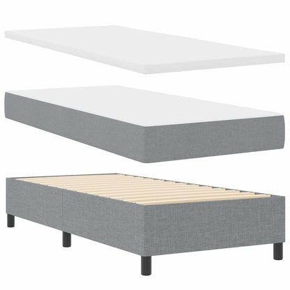 Box Spring Seng Med Madras Lysegrå 90 X 200 Cm Stof - Billede 2