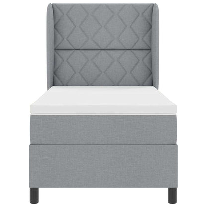 Box Spring Seng Med Madras Lysegrå 90 X 200 Cm Stof - Billede 7