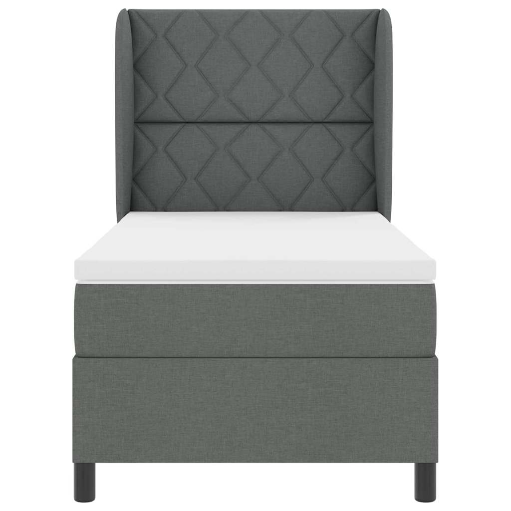 Box Spring Seng Med Madras Mørkegrå 90 X 200 Cm Stof - Billede 8