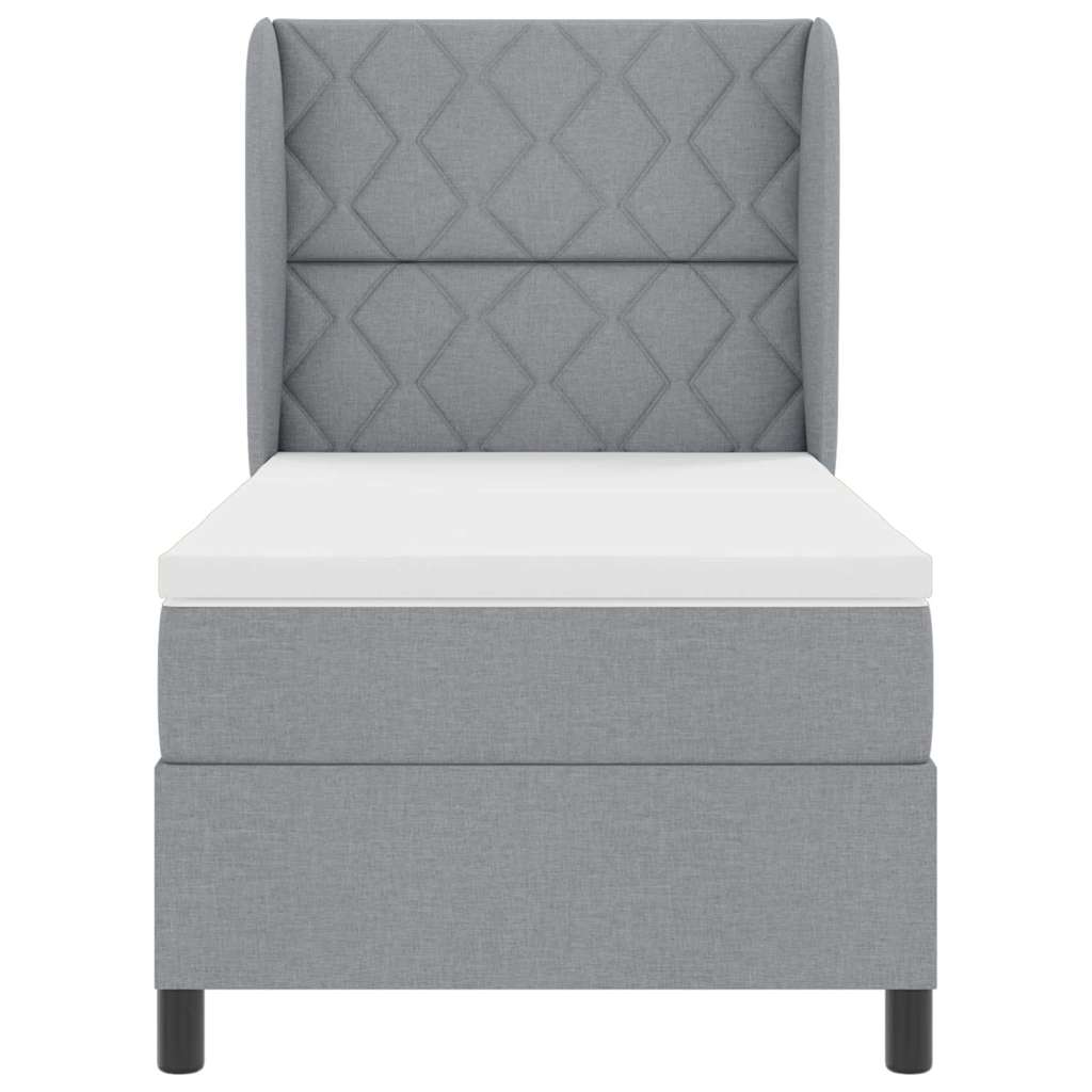 Box Spring Seng Med Madras Lysegrå 100 X 200 Cm Stof - Billede 8