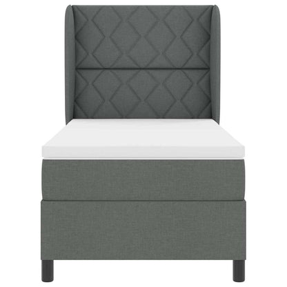 Box Spring Seng Med Madras Mørkegrå 100 X 200 Cm Stof - Billede 8