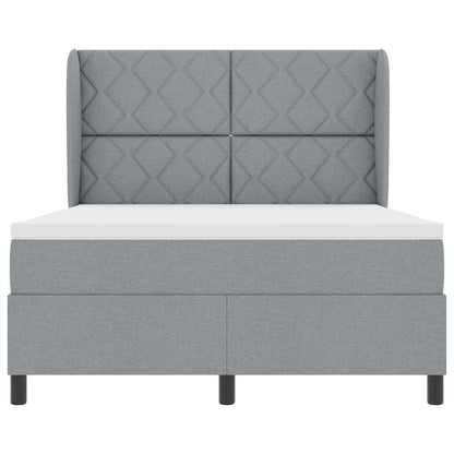 Box Spring Seng Med Madras Lysegrå 140 X 190 Cm Stof - Billede 7