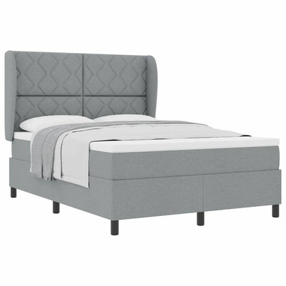 Box Spring Seng Med Madras Lysegrå 140 X 190 Cm Stof - Billede 3