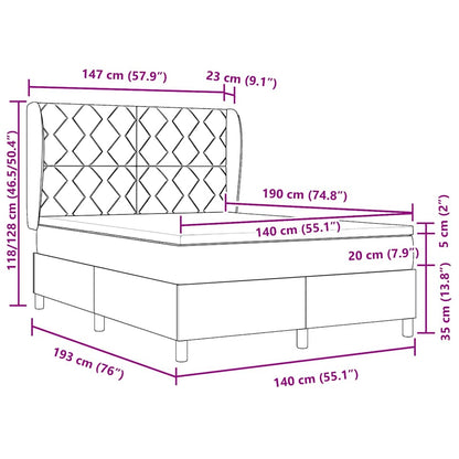 Box Spring Seng Med Madras Lysegrå 140 X 190 Cm Stof - Billede 12