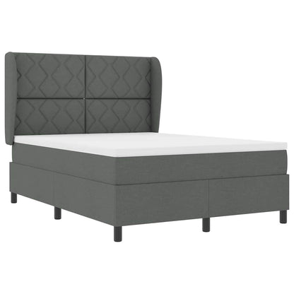 Box Spring Seng Med Madras Mørkegrå 140 X 190 Cm Stof - Billede 2