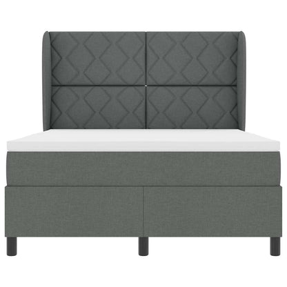 Box Spring Seng Med Madras Mørkegrå 140 X 190 Cm Stof - Billede 7