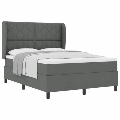 Box Spring Seng Med Madras Mørkegrå 140 X 190 Cm Stof - Billede 3