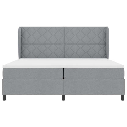 Box Spring Seng Med Madras Lysegrå 200 X 200 Cm Stof - Billede 8