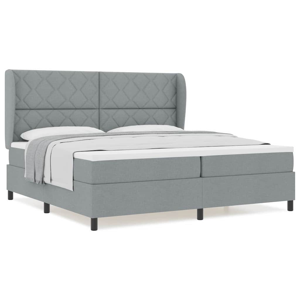 Box Spring Seng Med Madras Lysegrå 200 X 200 Cm Stof - Billede 4