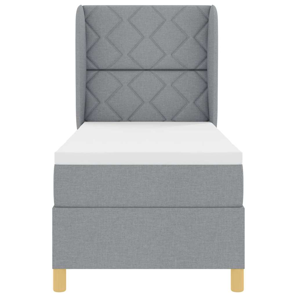 Boks-madras Seng Med Madras Mørkegrå 90x190 Cm Stof Lysegrå - Billede 8