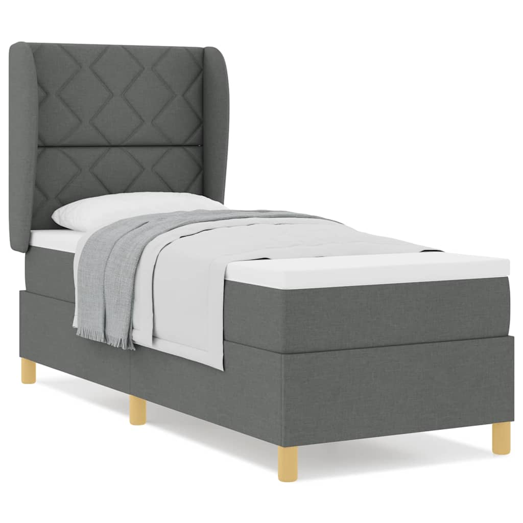 Boks-madras Seng Med Madras Mørkegrå 90x190 Cm Stof Mørkegrå - Billede 4