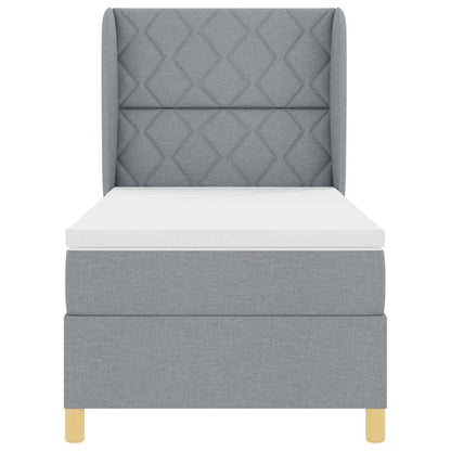 Boks-madras Seng Med Madras Mørkegrå 90x190 Cm Stof Lysegrå - Billede 8