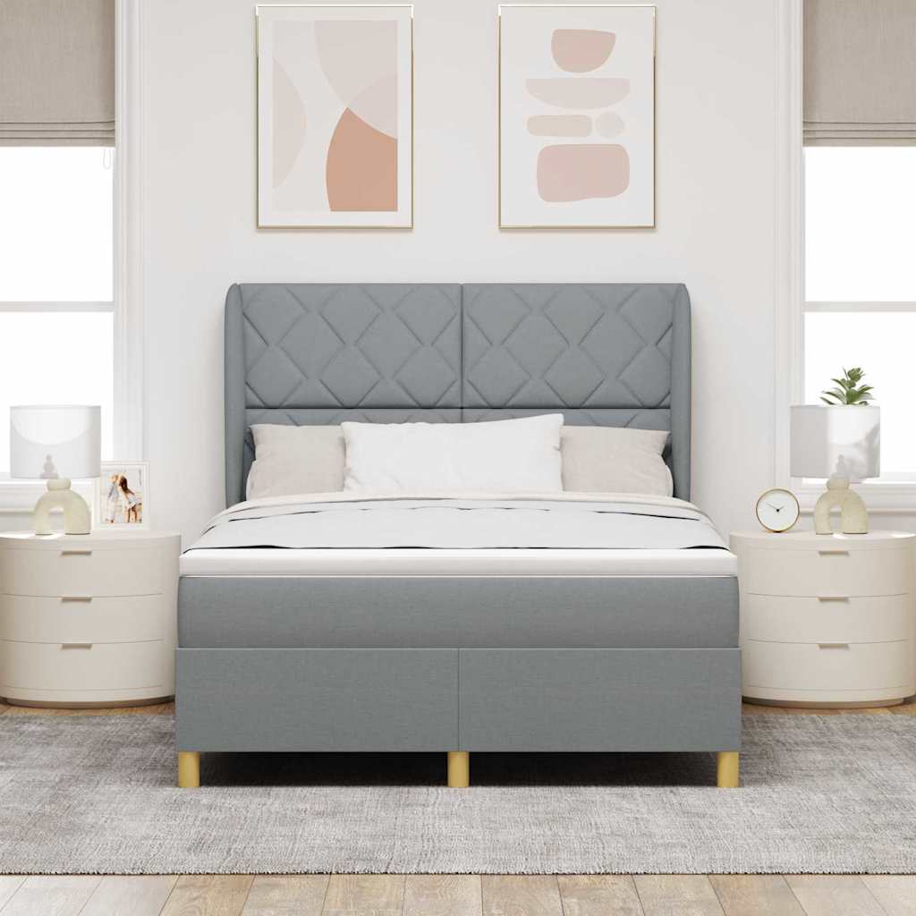 Boks-madras Seng Med Madras Mørkegrå 90x190 Cm Stof Lysegrå - Billede 4