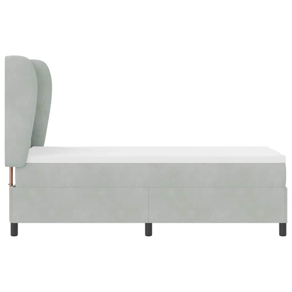 Box Spring Seng Med Madras Lysegrå 80 X 200 Cm Fløjl - Billede 9