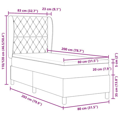 Box Spring Seng Med Madras Lysegrå 80 X 200 Cm Fløjl - Billede 12
