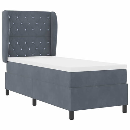 Box Spring Seng Med Madras Mørkegrå 80 X 200 Cm Fløjl - Billede 2