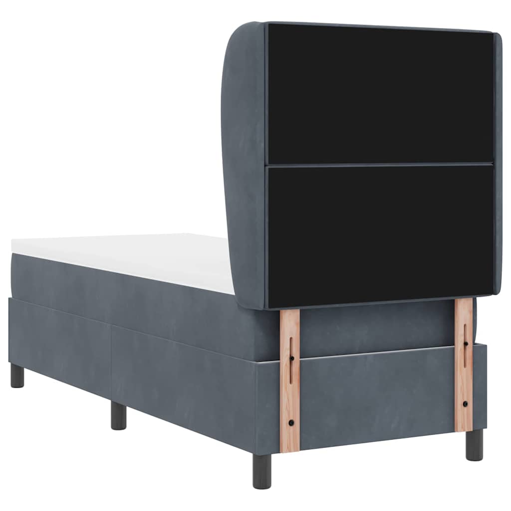 Box Spring Seng Med Madras Mørkegrå 80 X 200 Cm Fløjl - Billede 10
