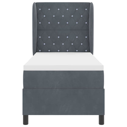 Box Spring Seng Med Madras Mørkegrå 80 X 200 Cm Fløjl - Billede 8