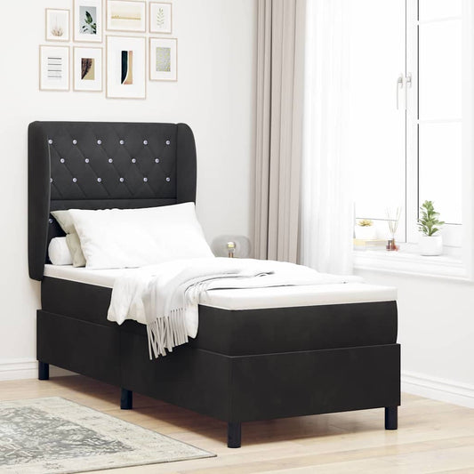 Box Spring Seng Med Madras Sort 80 X 200 Cm Fløjl - Hovedbillede