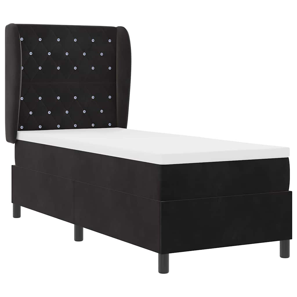 Box Spring Seng Med Madras Sort 80 X 200 Cm Fløjl - Billede 2
