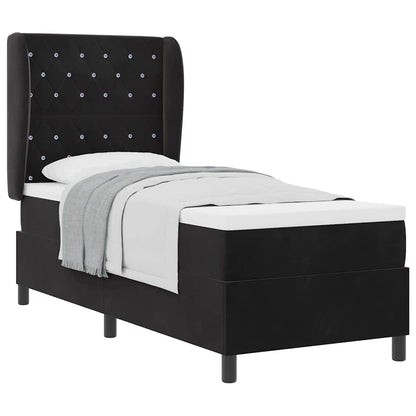 Box Spring Seng Med Madras Sort 80 X 200 Cm Fløjl - Billede 3