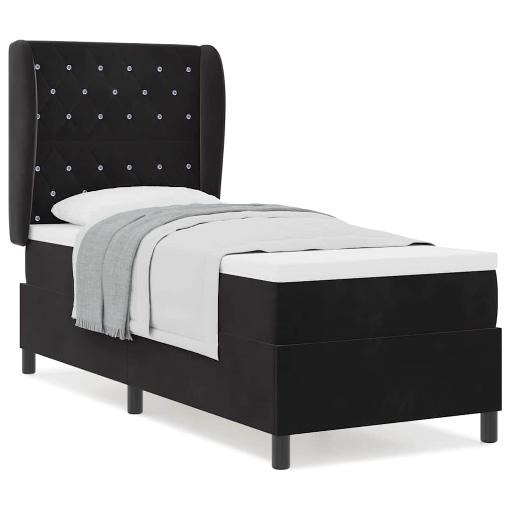 Box Spring Seng Med Madras Sort 80 X 200 Cm Fløjl - Billede 4