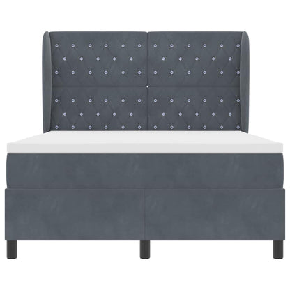 Box Spring Seng Med Madras Mørkegrå 140 X 200 Cm Fløjl - Billede 8