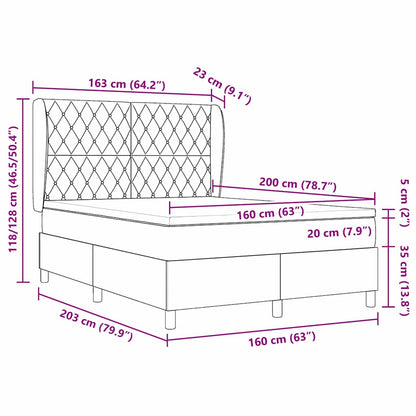 Box Spring Seng Med Madras Sort 160 X 200 Cm Fløjl - Billede 13