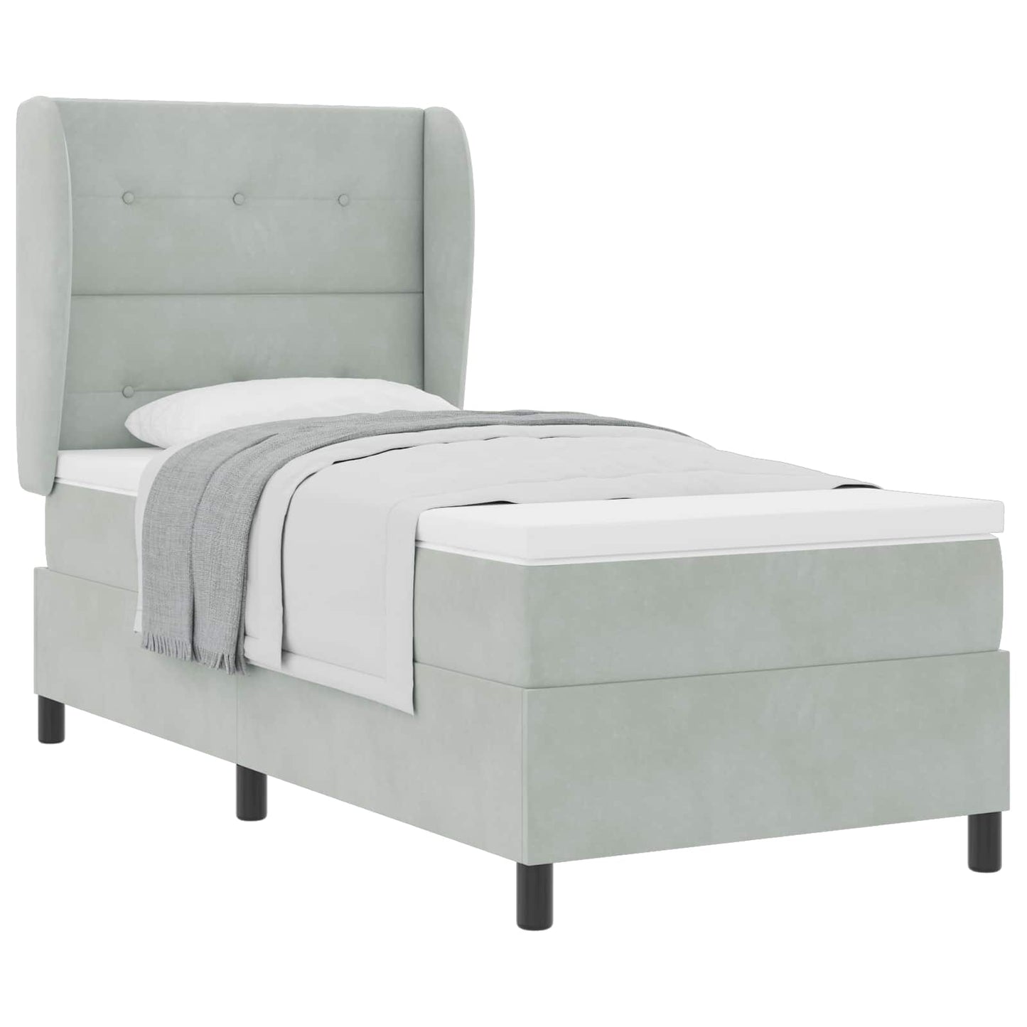 Box Spring Seng Med Hovedgærde Fløjl - Billede 2