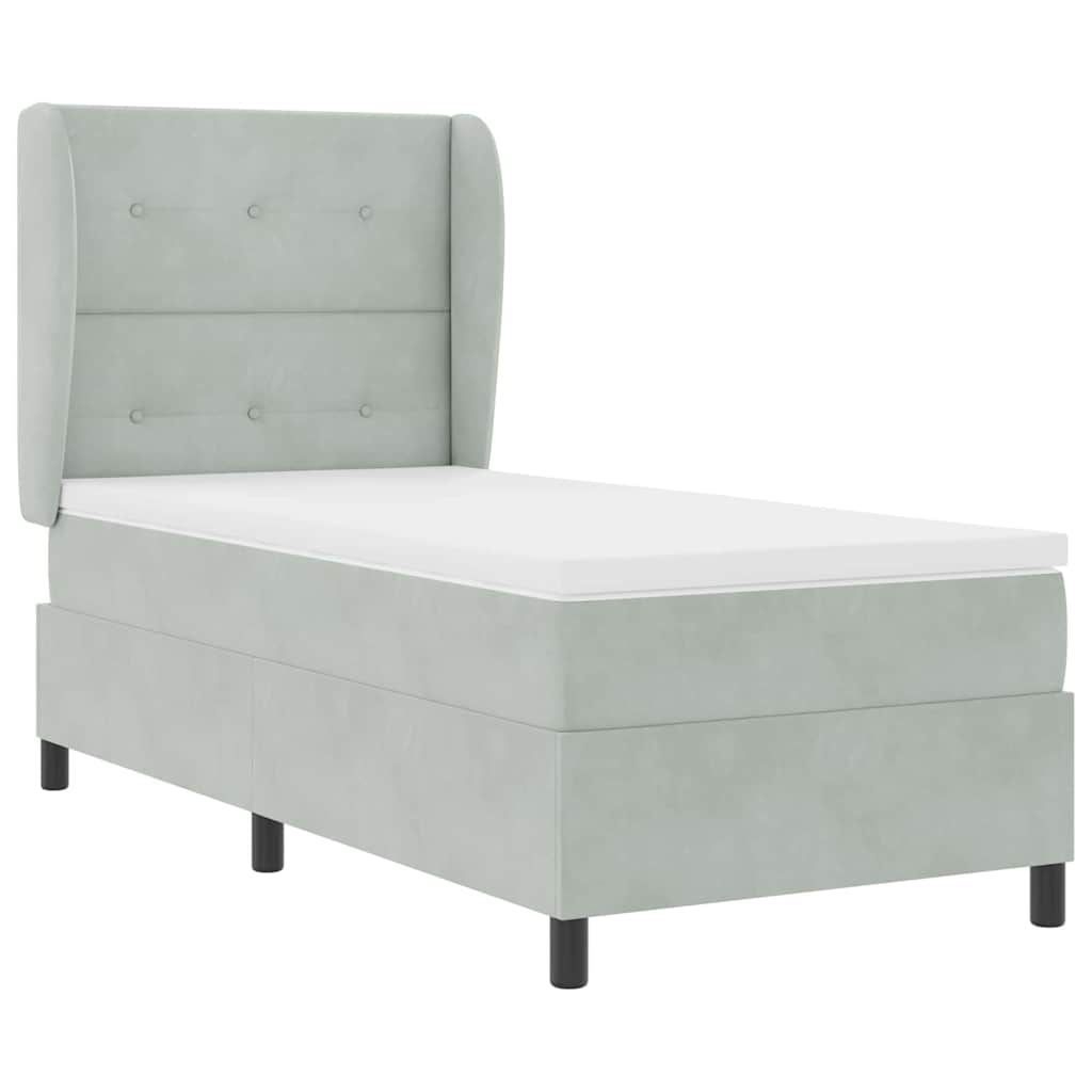 Box Spring Seng Med Hovedgærde Fløjl - Billede 5