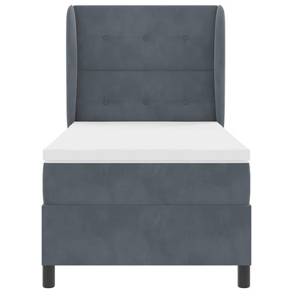 Box Spring Seng Med Madras Mørkegrå 100 X 200 Cm Fløjl - Billede 7