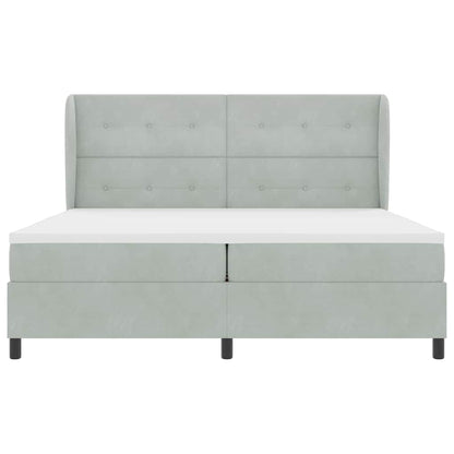 Box Spring Seng Med Madras Lysegrå 200 X 200 Cm Fløjl - Billede 8