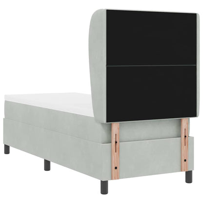 Box Spring Seng Med Madras Lysegrå 80 X 200 Cm Fløjl - Billede 10