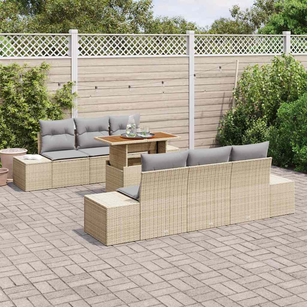 Havesofa Sæt 7 Stk. Polyrattan - Billede 3
